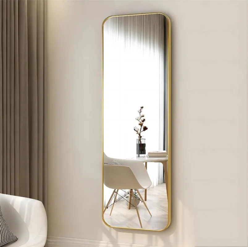 Aluminum Frame Full Length Long Mirror Wall Metal Bedroom Floor Full Length Dressing Living Room Standing Mirrors with Stand