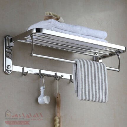 حامل بشكير استانلس متحرك فضي