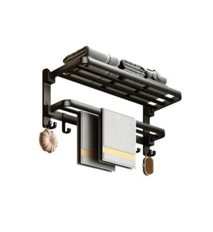 حامل بشكير استانلس متحرك أسود